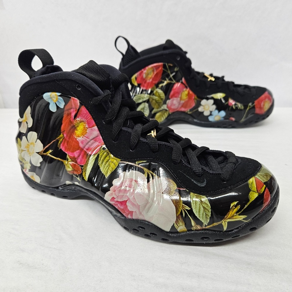 Nike Air Foamposite One Sneakers "Floral" AA3963-002 Black Gold Women Size 8.5